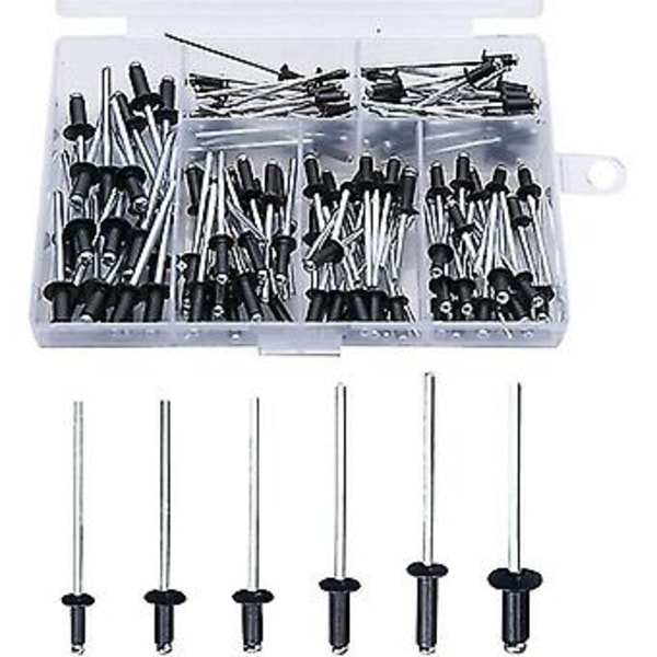 Black Rivet 120 Stk Blindnagler Nagler Med Boks Aluminium Nagler Popnagler Popnagler Sortiment Åpne Runde Nagler Aluminium Blindnagler Kuplet Hode