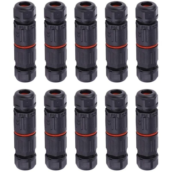 10PCS IP68 Waterproof Electrical Cable Connector, Female 3 Pin Waterproof Connectors Outdoor Power Socket Waterproof Wire Connector Fitting