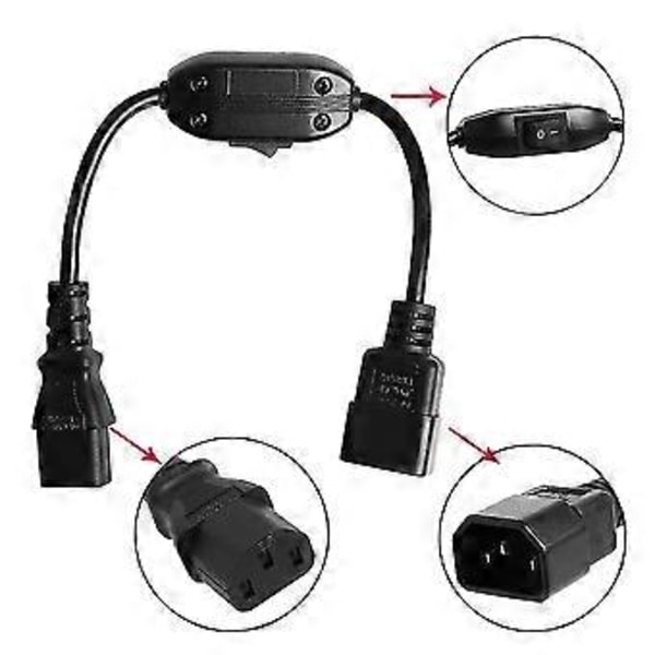 Pdu Ups Iec 320 C14 Hane Till C13 Hona Förlängningssladd Med På/Av-knapp 30cm