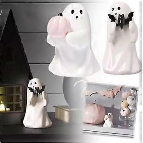 Halloween Hartsihahmo Aave Lepakko Kädessä Puutarhapatsas Koristeet Maisemakoristelu Monikäyttöiset Hartsityöt