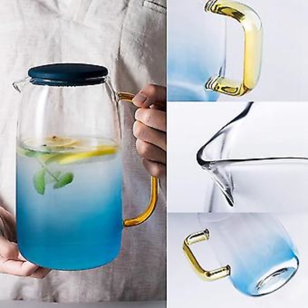 Glaskande med låg, limonadekande, tekande, borosilikatglas karaffel, til varmt og koldt vand