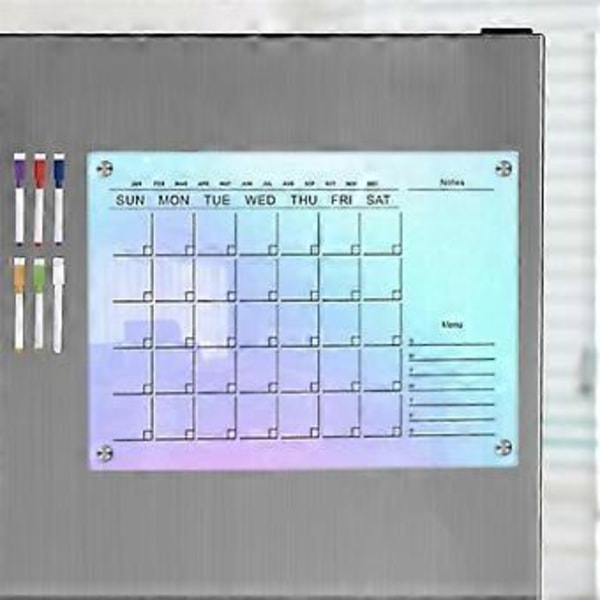 Akryl Magnetisk Ukentlig Kalender Planlegger Sett - Klar Whiteboard for Kjøleskap
