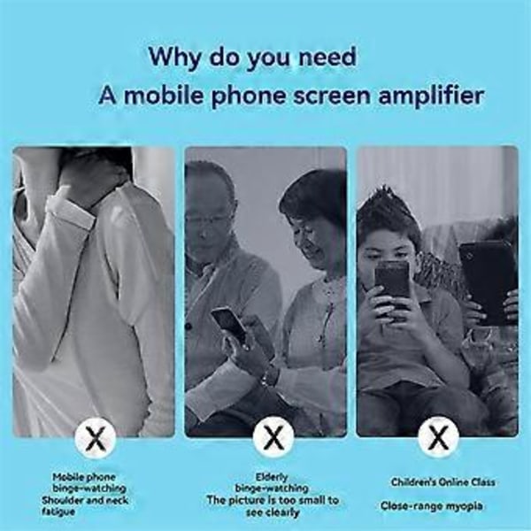 Vikbar Mobiltelefon Förstoringsglas HD Mobiltelefon Skärmförstärkare Projektorskärm Förstoringsglas Telefonhållare