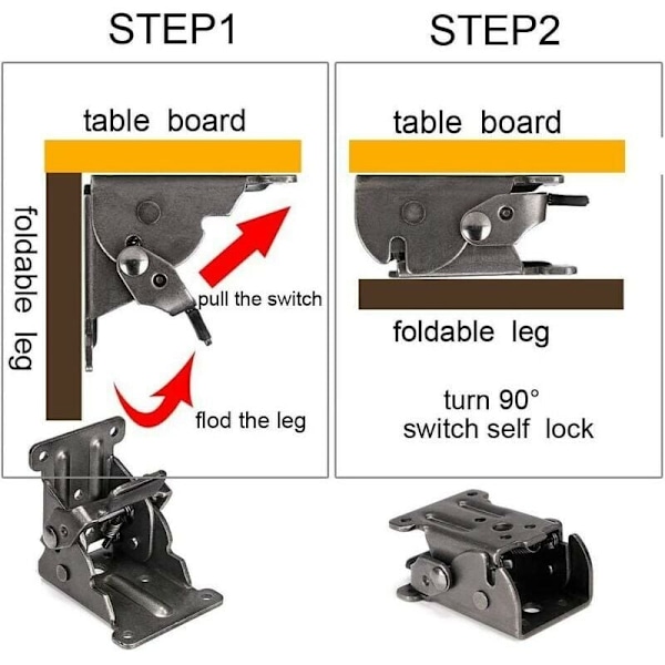 2 st självlåsande gångjärn, fällbara stödbenbeslag, hörnförstärkning för fällbara ben fällbar arbetsbänk, med 18 st skruvar