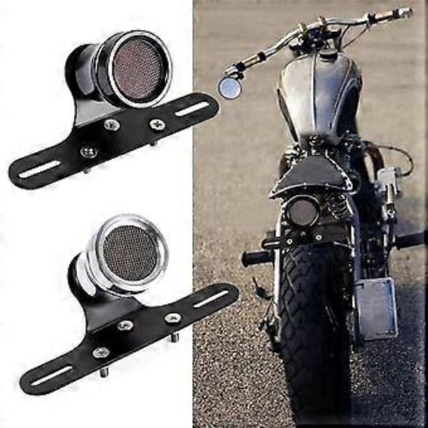 Motorcykel Retro LED Bagbremse Stoplys Lampe Nummerpladelys med Beslag Sort til Sportsters B