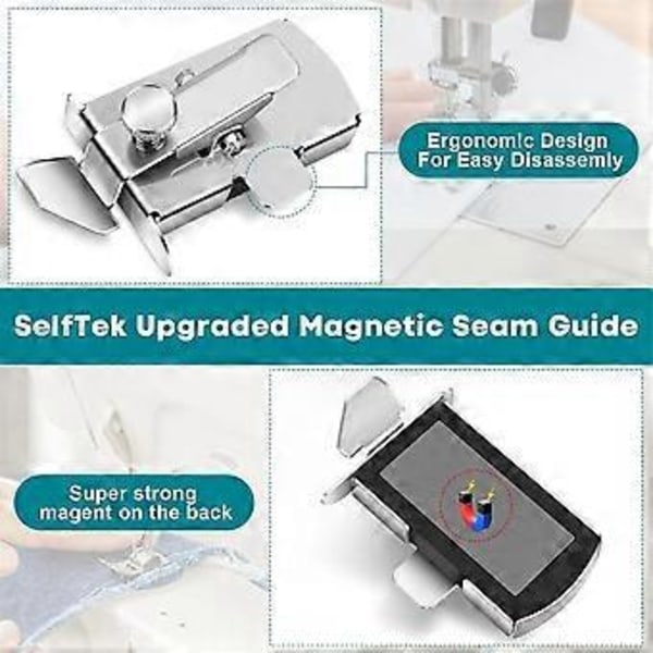 2 Pakke Multifunksjonelt Magnetisk Sømguide Sett, Faldeguide, Guide for Universell Symaskin Trykkfot