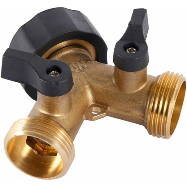 Dobbel vaskemaskin kran, 2-veis Y vannslange kran kobling splitter for 3/4\" forsynings slanger, Heavy Duty Messing Dobbel Utendørs Hage Fa