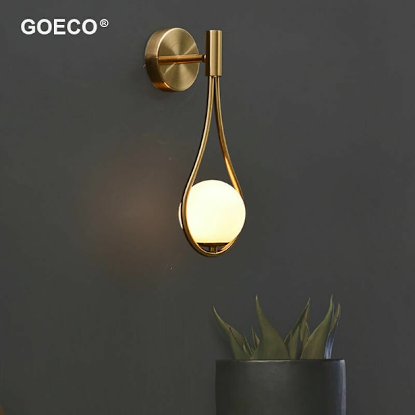 LED Wall Light Modern Industrial Adjustable Wall Light Glass Round Ball Lampshade E27 Metal Wall Lamp Living Room Hallway