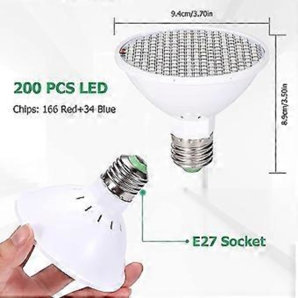 LED Växtlampa 48W Växtlampa LED med Rött Blått Ljus Växtlampa