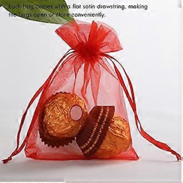 100 stk. Store Organzaposer, 20X30 cm Mesh Gaveposer Snørelukning Smykkeposer til Jul Bryllup (Tilfældig Farve)