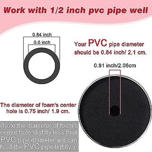 4 kokoa 8 kpl Kupin kääntövaahtomuovisisäkkeet 1/2 tuuman PVC-putkelle, juomalasiset sisäkkeet 10 unssin