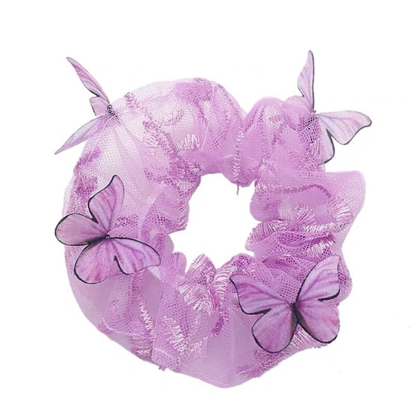 Sommerfugl Scrunchies / Elastiske blondebånd til kvinder / Bindebånd til piger i mesh, transparent tyl / transparent sommerfugl tyl hårbånd