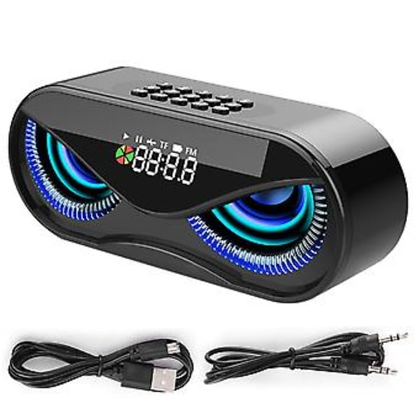 ABS Multifunktionell Väckarklocka Bluetooth Högtalare Röstmeddelande Samtalsfunktion Oberoende Membran Blinkande Färgglatt Ljus Högtalarlåda Svart