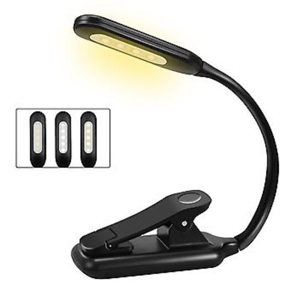Boglampe, Genopladelig Læselampe, 9 LED Lys Med 3 Lysstyrker