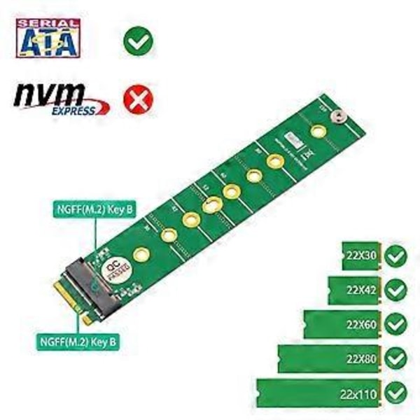 M.2 NGFF Udvidet Beskyttelseskort M.2 NGFF B-Key SSD Adapter til M.2 B-Key SATA SSD til B Key Interface
