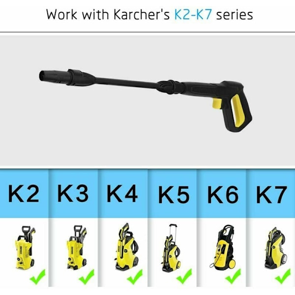 Reservedel Sprøytepistol og Lanse for Karcher K2 K3 K4 K5 K6 K7 Høytrykkspyler, Hurtigkobling Vannstråle Sprøytepistol for Krcher K2 K7 Serie