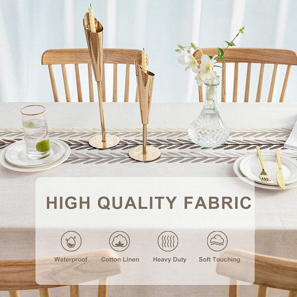 Rektangulär bordsduk Vattentät Fläckbeständig Bordsduk Bomull Linne Bordsduk Rektangel 140x220 Tassel Elegant Bordsduk för Kök Ta