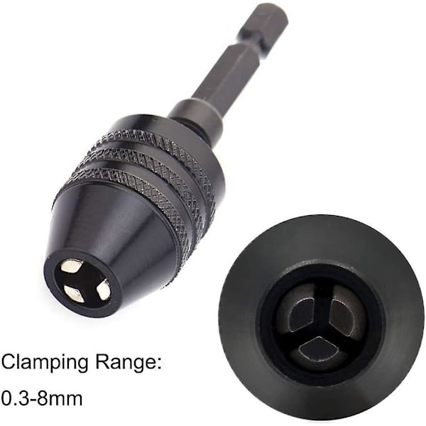 0,3-8 mm Nyckellös borrchuck Konverteringsverktyg Snabbväxlande skruvmejseladapter