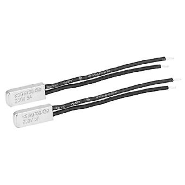 2 stk. KSD9700 Normalt Lukket Temperaturkontrolkontakt, Termostatisk Termisk Beskyttelse 80℃, Overophedningsbeskyttelse, Pålidelig Sikkerhedsanordning til Apparater