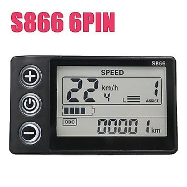 24v 36v 48v 60v S866 Panel Dasard 6pin Elektrisk Cykel LCD Display För Elect