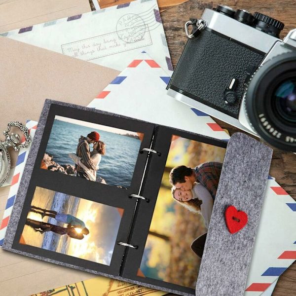 Fotoalbum, bryllupsalbum, DIY familiefotoalbum, fødselsdagsskitsebog, fotoalbum sorte sider scrapbogalbum rejsefotoalbum creat