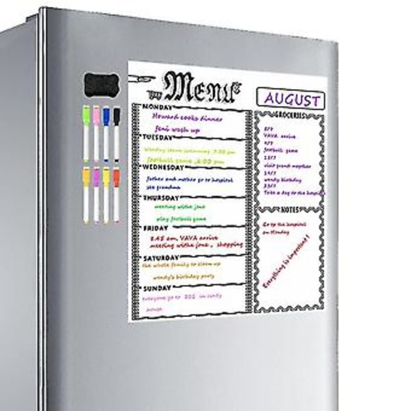 A3 Magnetisk Whiteboard-ark För Kökskyl Multipurpose Kyl Veckovis Whiteboard Kalender För