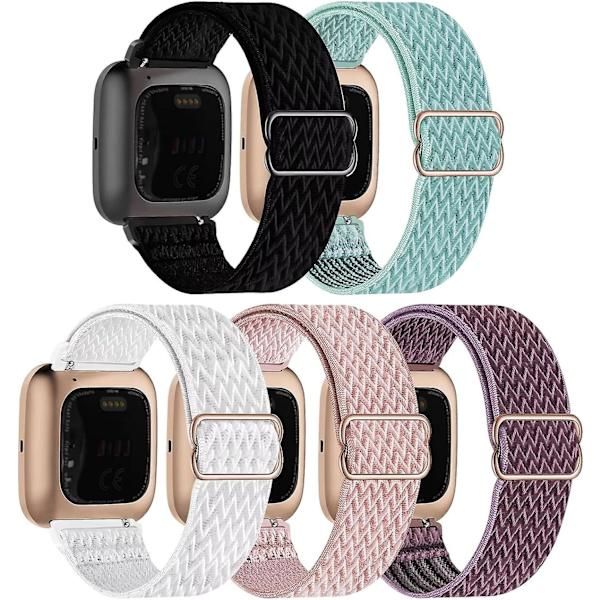 Elastiska stretchband för Fitbit Versa 2/versa/versa Lite/versa Se (5-pack)