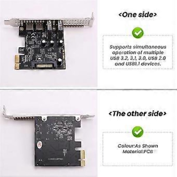 PCI-laajennuskortti 4 porttia (Type-C+A) USB 3.2 -laajennuskortti 5 Gbps nopea keskitin, ei vaadi ohjainta pöytätietokoneelle