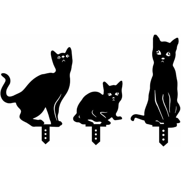 3 stk. sorte katte dekorative havepæle til gård, græsplæne, fortov, haveindretning, festival, fest, kunstgave-Fei Yu