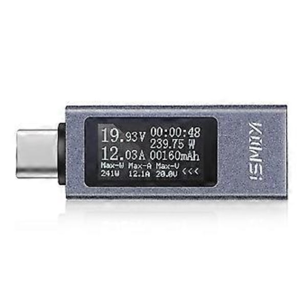 Type-C Multifunktionelt Digitalt Display Amperemeter Strømmåler DC 4-30V 12A Voltmeter Amperemeter Kapacitetstester KWS-2301C