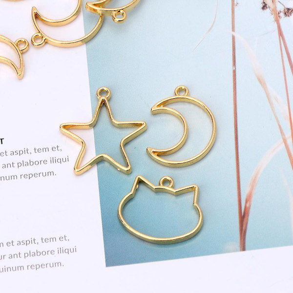 90 stycken Mini geometrisk ramhänge för DIY hartsörhängen Halsband Armband