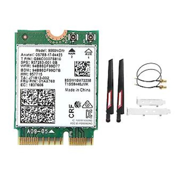 9560ngw Wifi Adapter+antenne 1730mbps Trådløs Ac 9560 2.4g+5g Bt 5.0 802.11ac M.2 Cnvi 9560ng