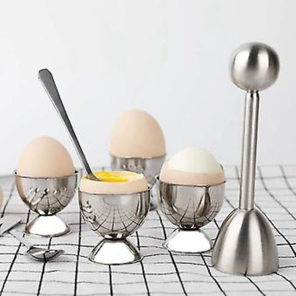 Egg Topper-sett i rustfritt stål, separatorholder for hardkokte egg, knocker-åpner, eggtilbehørssett