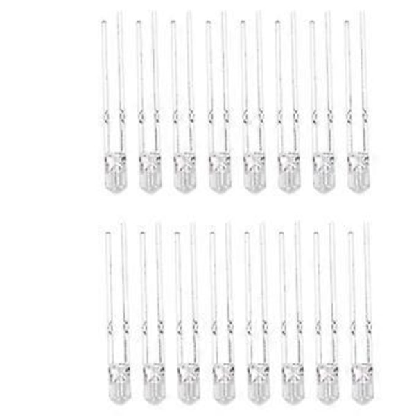 100 stk. LED Diode 3mm 8 Farger LED Lysende Fargelampe Elektronisk Komponentsett 3VGul