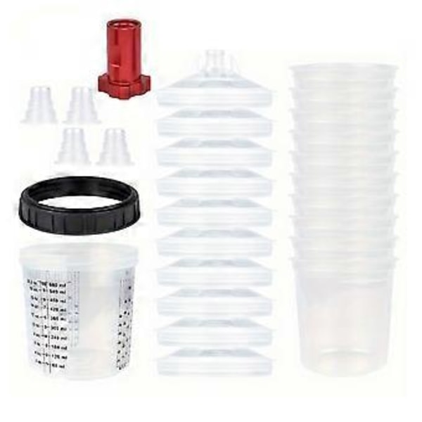600 ml engangs malingskopp med kobling sprøytekopp malingsblandingskopp type H/O hurtigkoppsprøyting 16X1,5 mm innvendig
