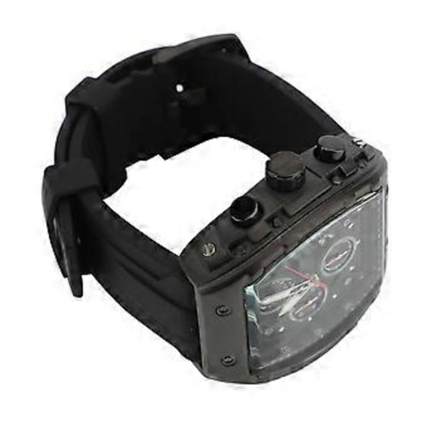 Svart Kvarts Klocka för Män: Självlysande 3 Urtavlor, Vattentålig med Mjukt Silikonarmband för Business Casual