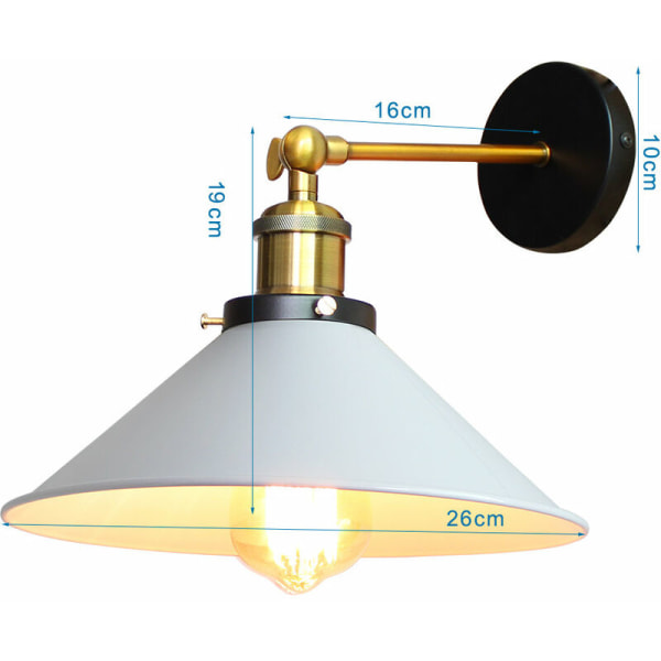 Industriell Vägglampa Metall Edison Vägglampa Gunga Justerbar inomhusvägglampa Vit 2st