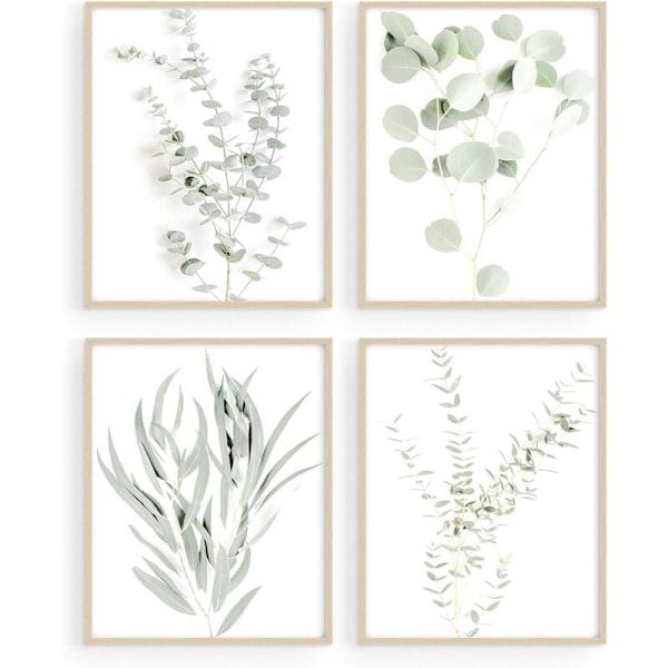 Botaniska växtvägg konsttryck - Set med 4 växtvägg dekortryck Blommigt kök Blommor Blad Väggkonst Boho Blad Eukalyptus
