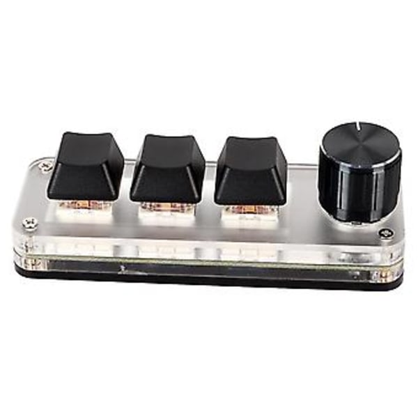 Røde Brytere Makro Tastatur Plug and Play Ergonomisk Tilpassede Knotter USB Mini Tastatur for Stasjonær PC 3 Taster 1 Knott