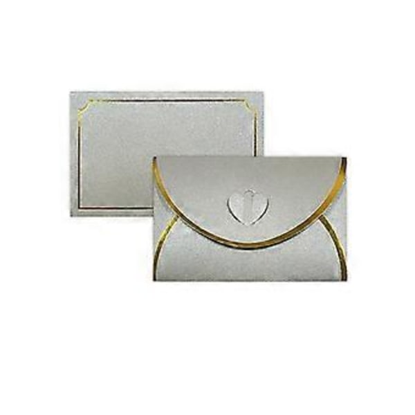 50 st Presentkort Kuvert med Kärleksspänne Kuvert med Guldkanter, Kuvert för Kort, Bröllop Silver