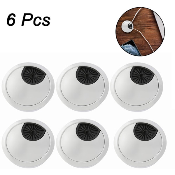 6Pcs Desk Wire Cord Cable Grommets Hole Cover Office PC Desk Cable Cord Organizer Plastic Cover