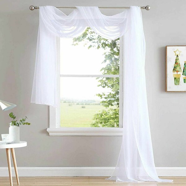 White Sheer Window Sashes 216 Inch Extra Long, Soft Voile Textured Canopy Bed Sash Curtains for Event Designs/Home Decor, 60 Inch L