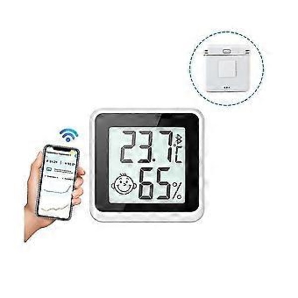 Bluetooth-kompatibel Termometer LCD Digital Temperatur Sensor Fuktighetsmätare Inomhus Hygrometer Me