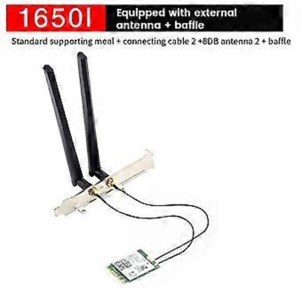 1650i AX201NGW WiFi-kortti + 2x8DB Antenni + Kiinnike 3000Mbps WIFI6 2.4G/5G Cnvio2 Bluetooth 5.1 WiFi-sovitin Win10/Win11:lle