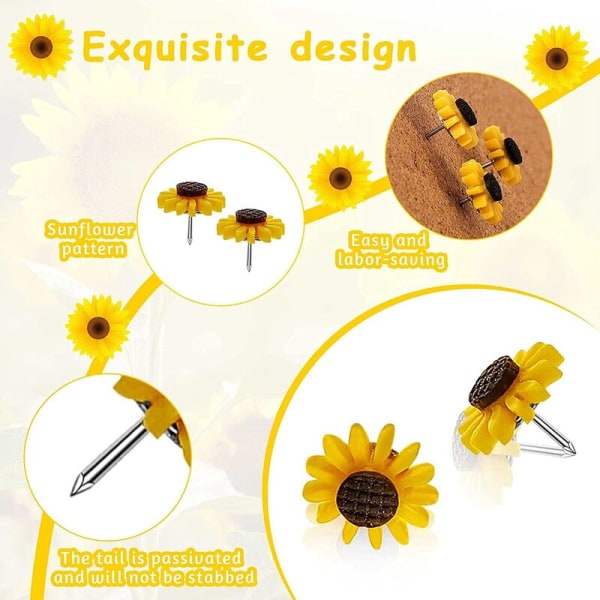 Solsikke trykknapper Solsikke trykknapper Blomster kork trykknapper Solsikke trykknapper for bilder veggkart (40 stk sett)