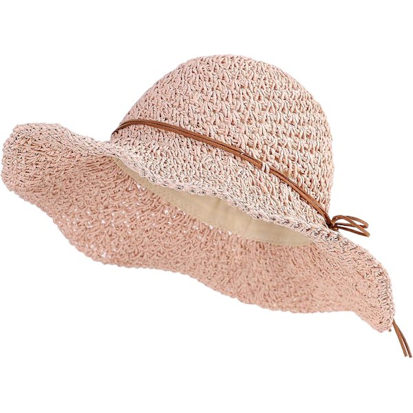 Dam Solhatt Halm UV-skydd Strand Solhatt Stor Brätte Floppy Strandhatt