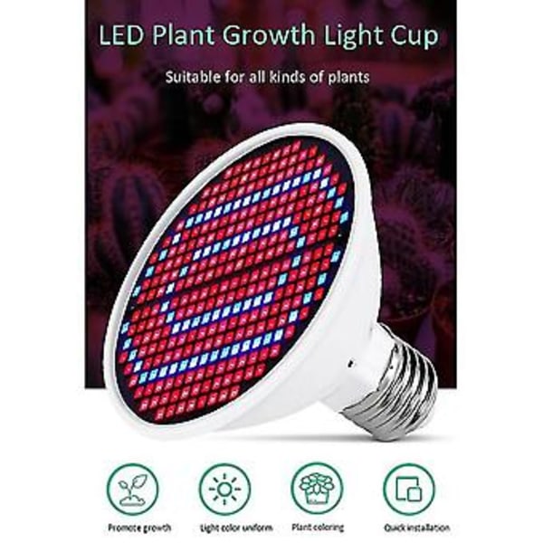 E27 300leds Växtlampa Led Fullspektrum Växtlampa Glödlampor Plantor Blomma Fytolampa För Ind