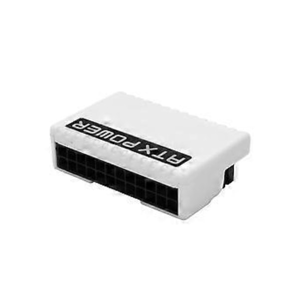 ATX 24 Pin - 90 asteen virtapistokesovitin RGB-emolevyn virtalähdekaapeli modulaarinen DIY-asennustarvike valkoinen