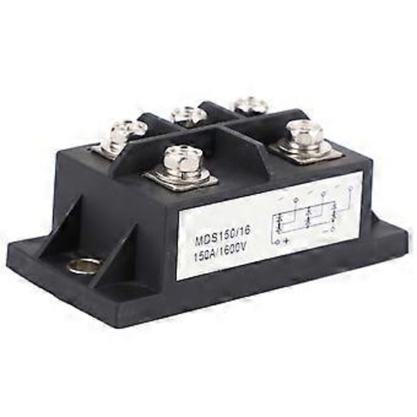 MDS150A 3-faset diodebro ensretter 150A Amp 1600V Kobber 150 Celsius 80X40X33Mm Metalhus Diodebro Kontrol