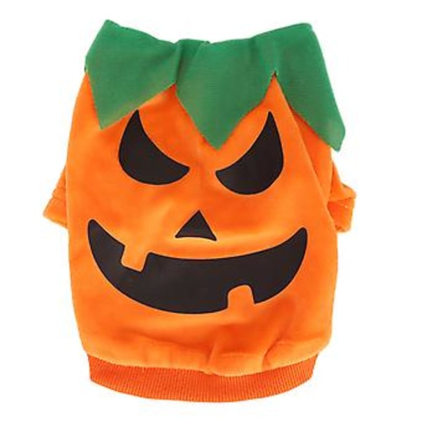 Halloween Hundtröja Söt Pumpa Spöken Mjuk Elastisk Husdjurs Cosplay Kläder för Små Mellanstora Hundar Katter Orange M